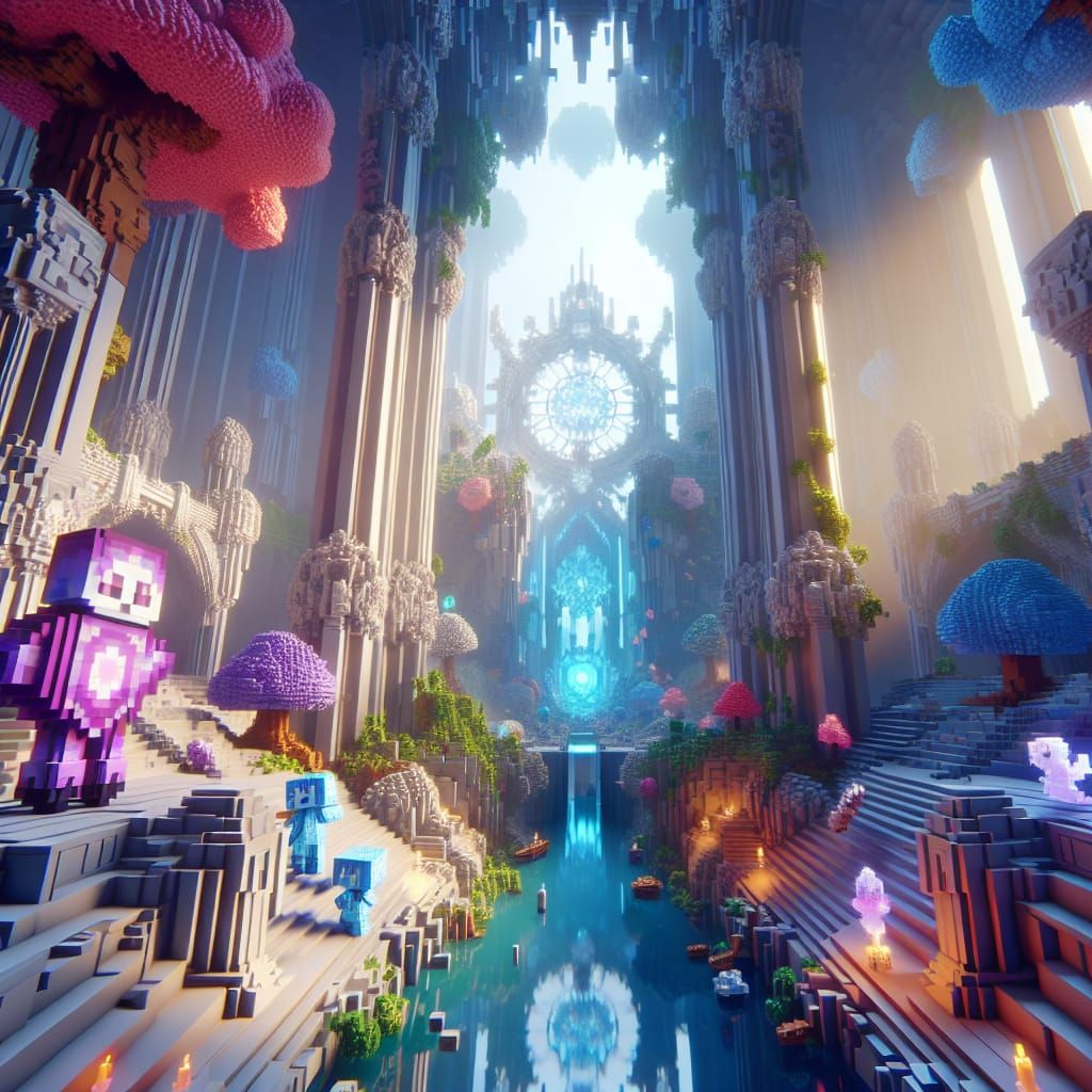 Minecraft world and characters but in 4k HDR