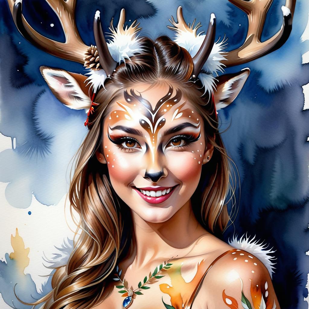 Deer girl at a party - AI Generated Artwork - NightCafe Creator