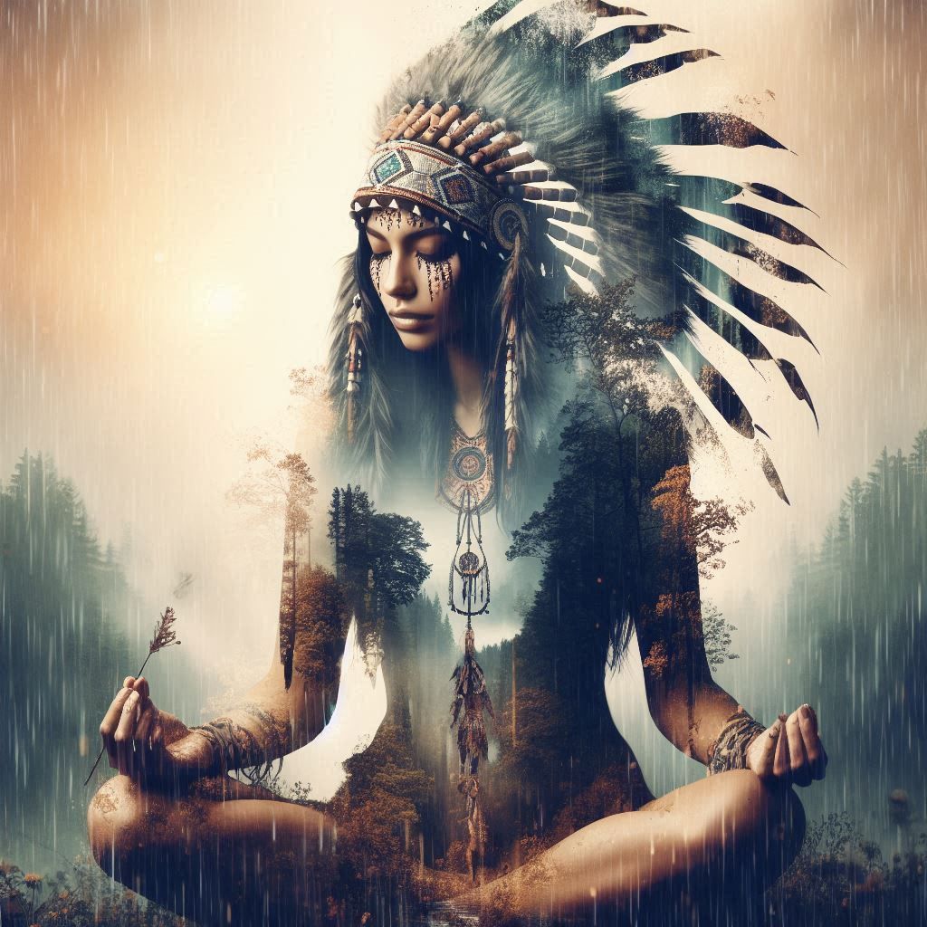 double exposure beautiful fantasy DALL-E 3 portrait landscape..