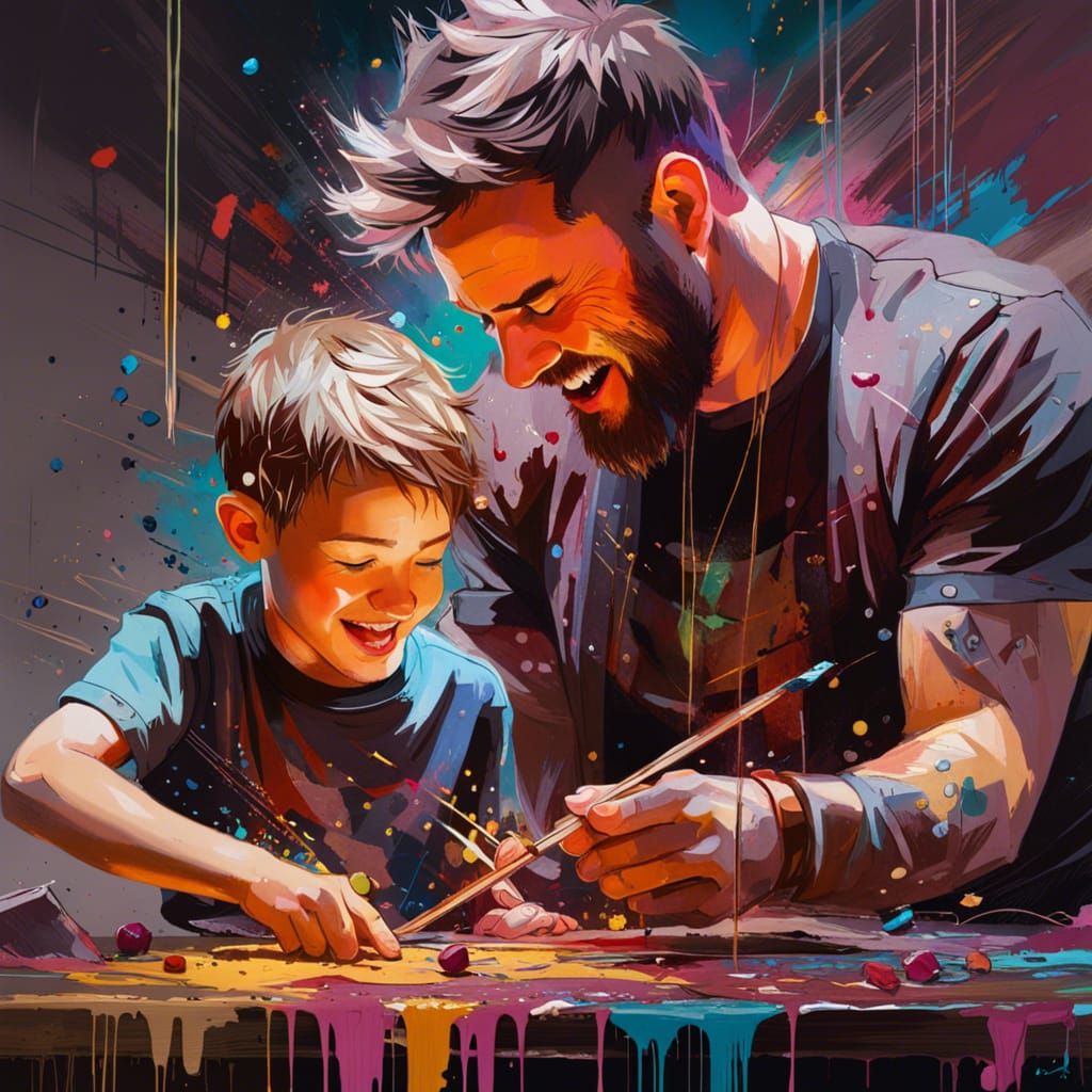 Dad and son enjoying time with each other.  by @Revenant_22