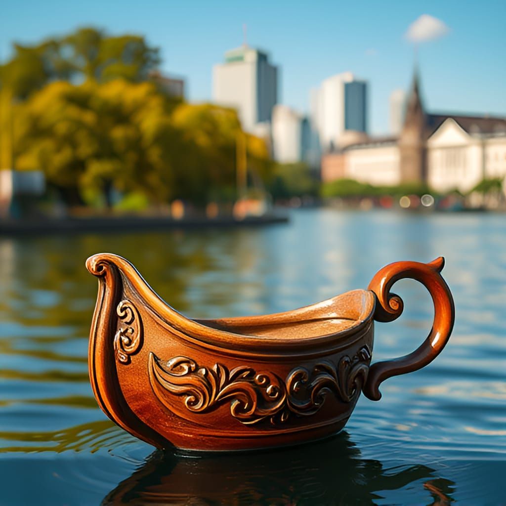 A ceramic mug boat