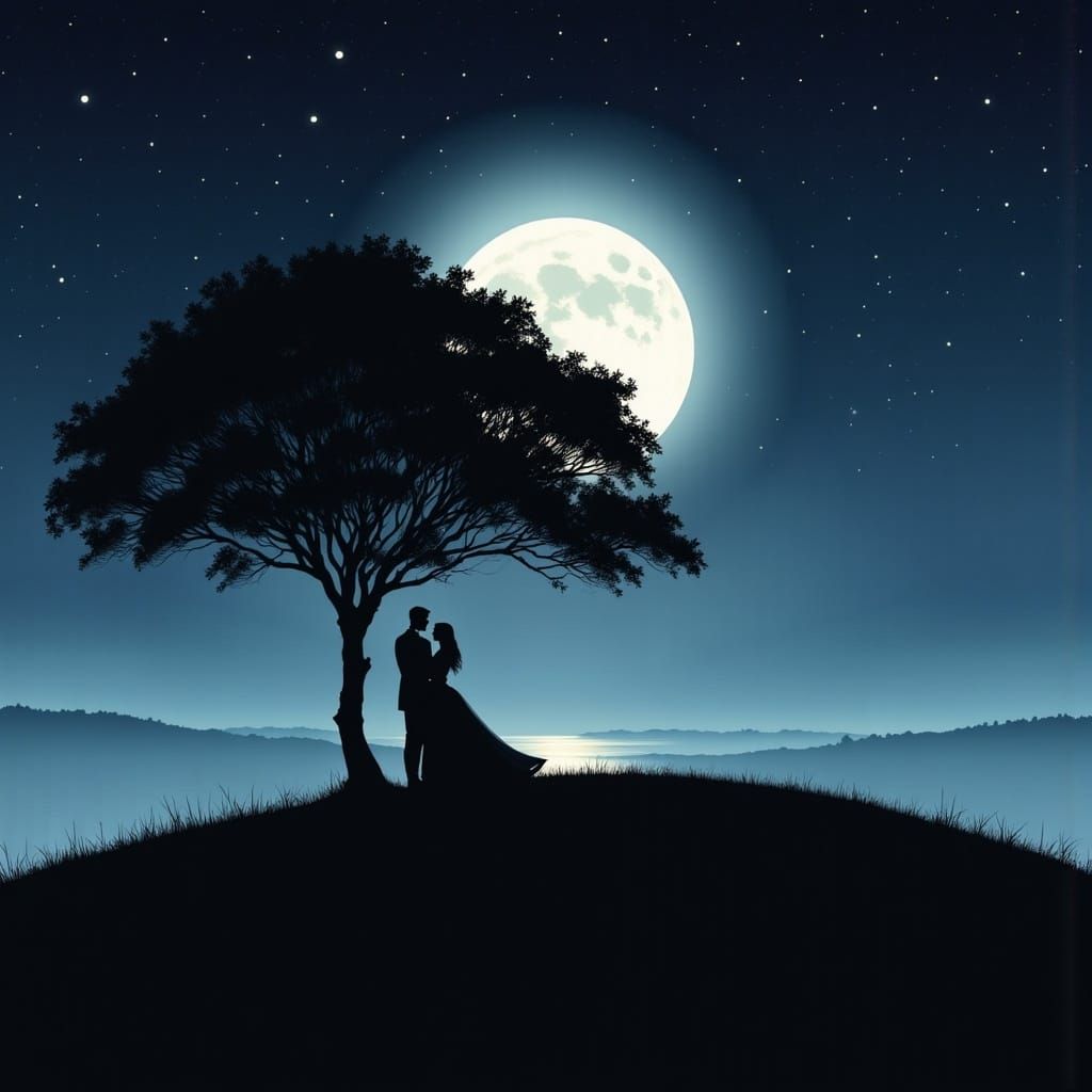 Moonlit kiss.  by @Oma