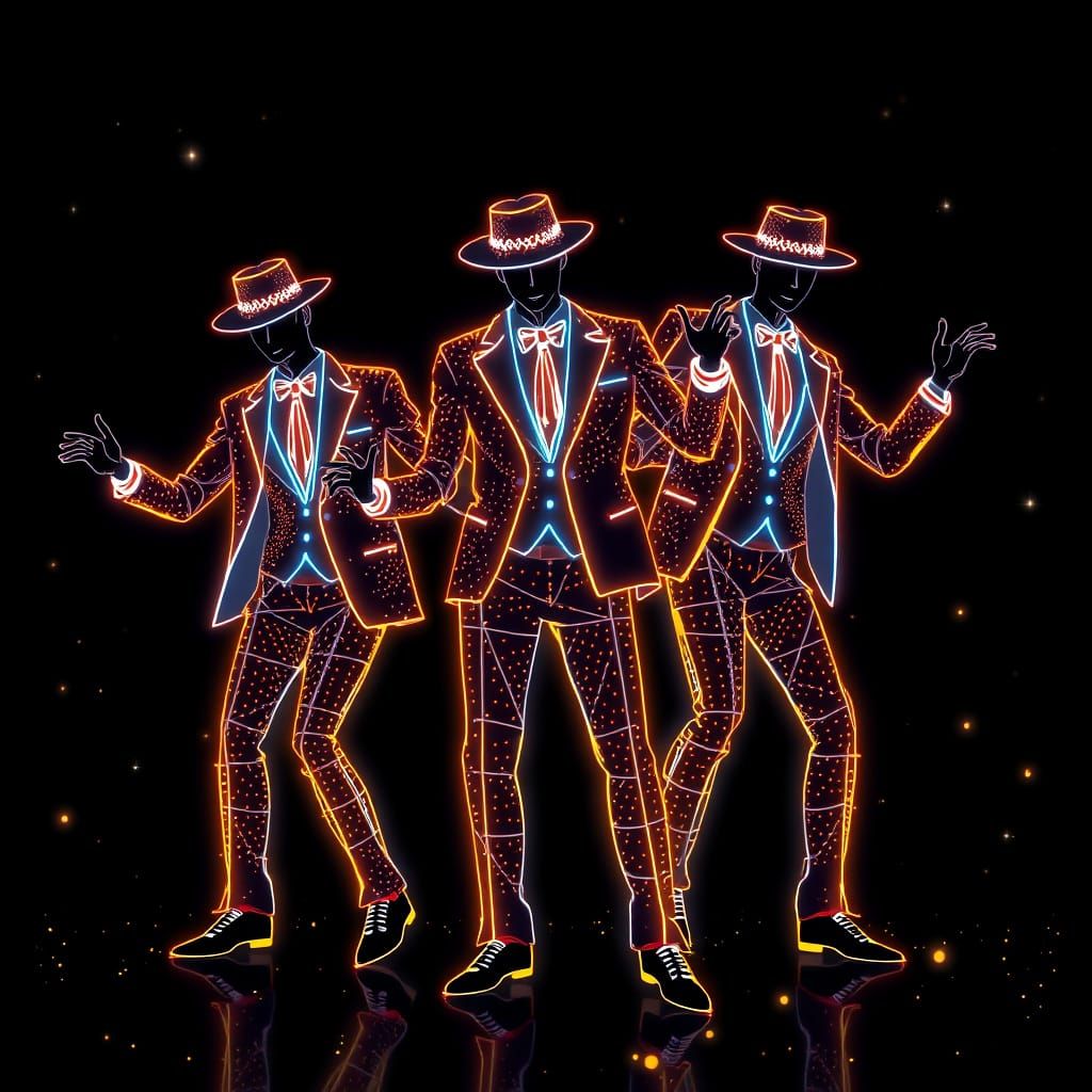 Stylish Dancers in Suits, Digital Art Style
