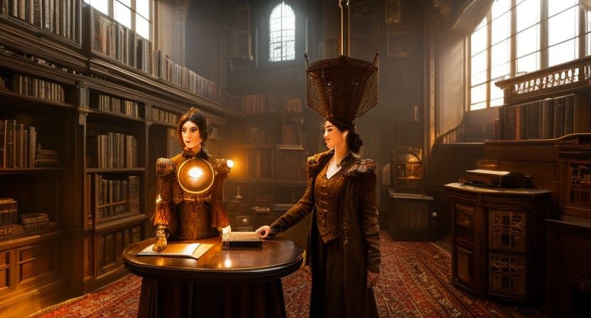 The steampunk librarians - AI Generated Artwork - NightCafe Creator