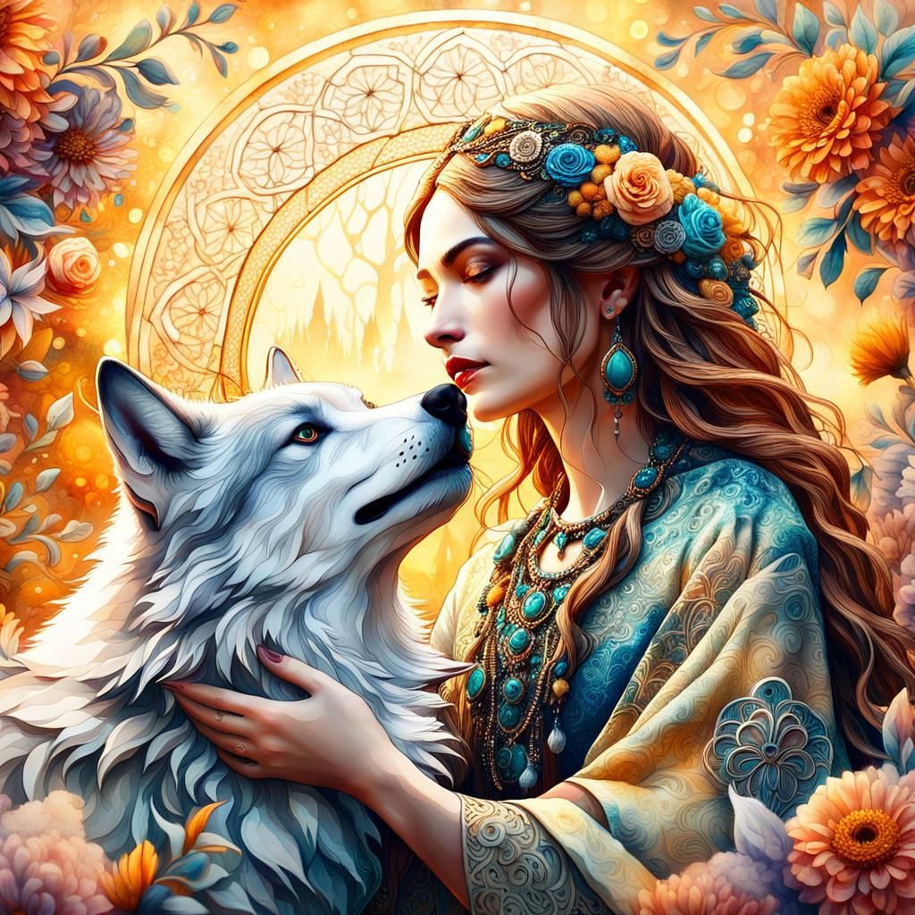 Mädchen mit Wolf