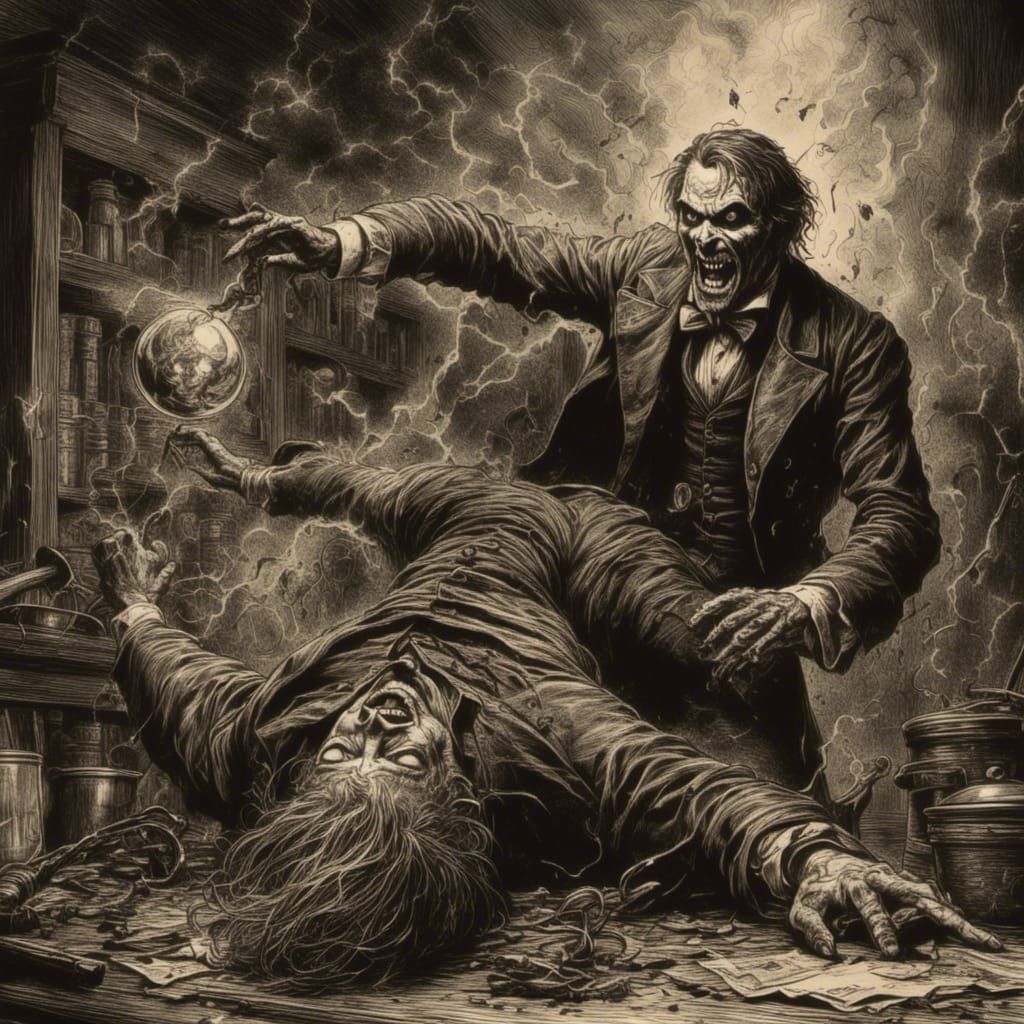 <lora:Thriller Fantasy:1.0> <lora:Comic Style:1.0> dr.jekyll...