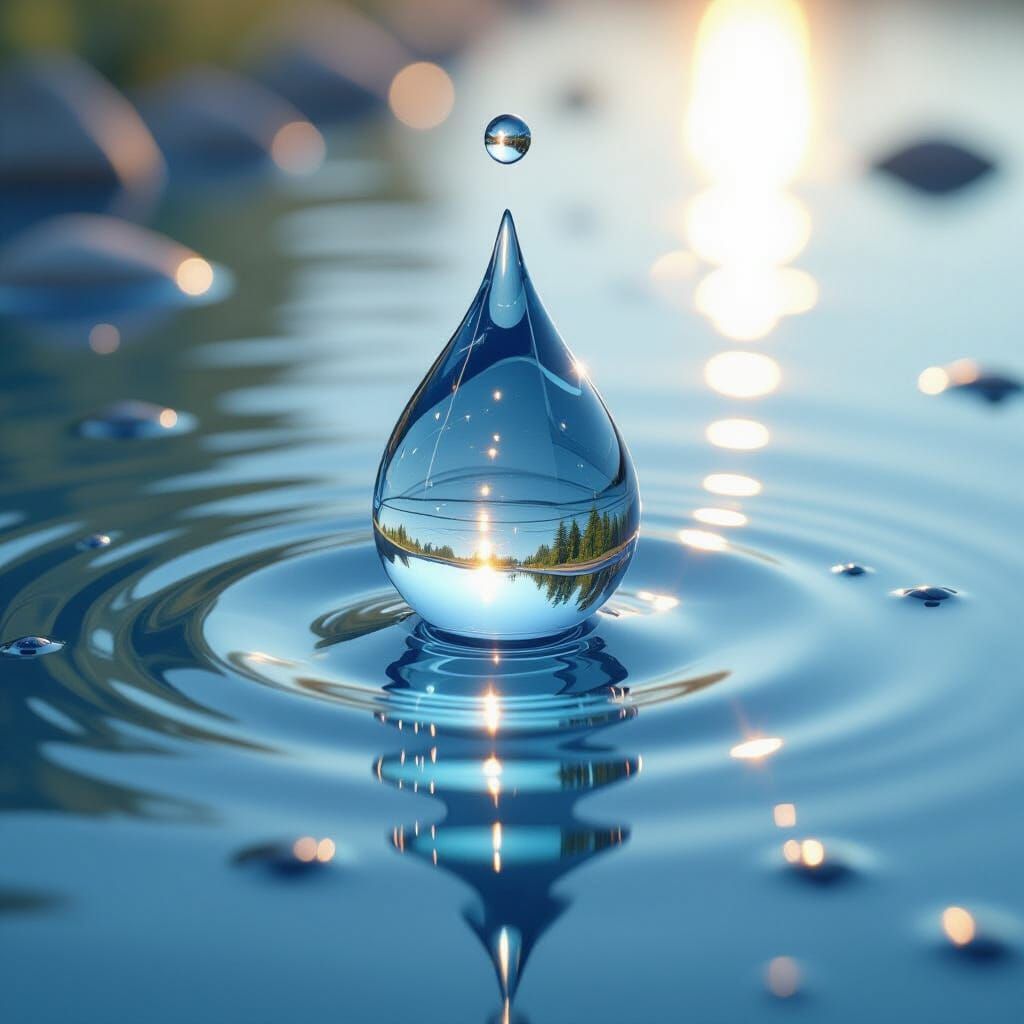 une goutte d'eau en macro réaliste  by @lola besferder
