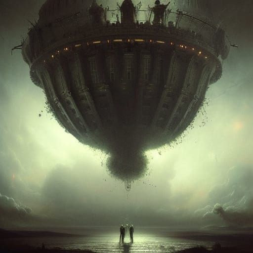 ufo unidentified flying object, aliens, landing near the whi...