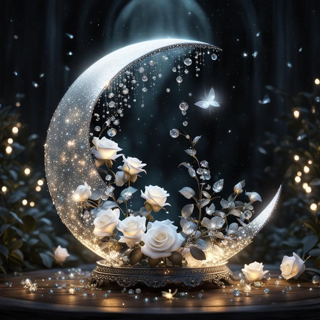 Half moon and roses  by @Lady R