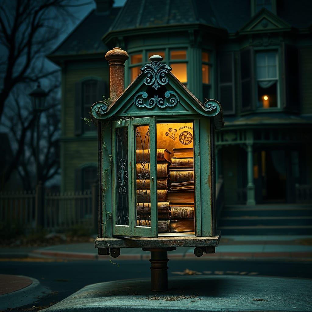 My neighbors creepy "Little Library"  by @Stygian Surfer
