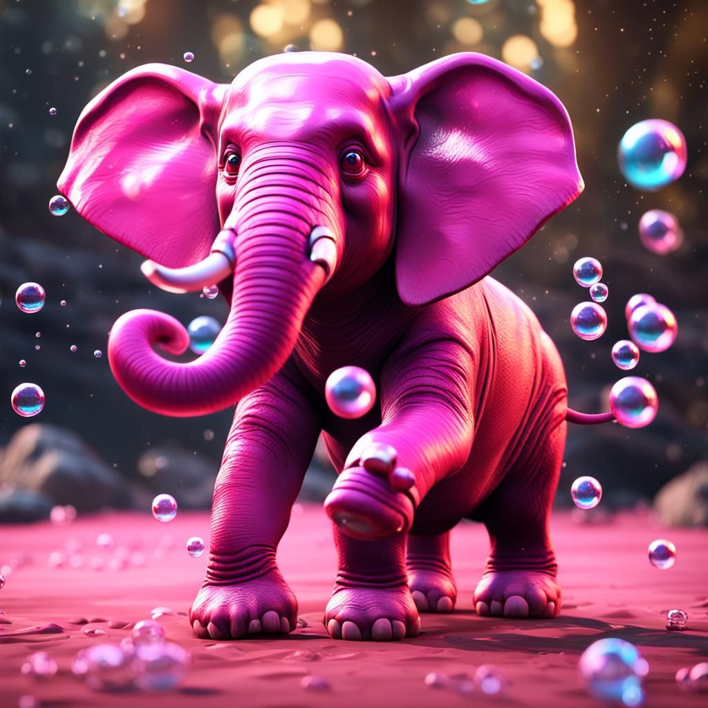 A pink elephant blowing bubbles - AI Generated Artwork - NightCafe Creator