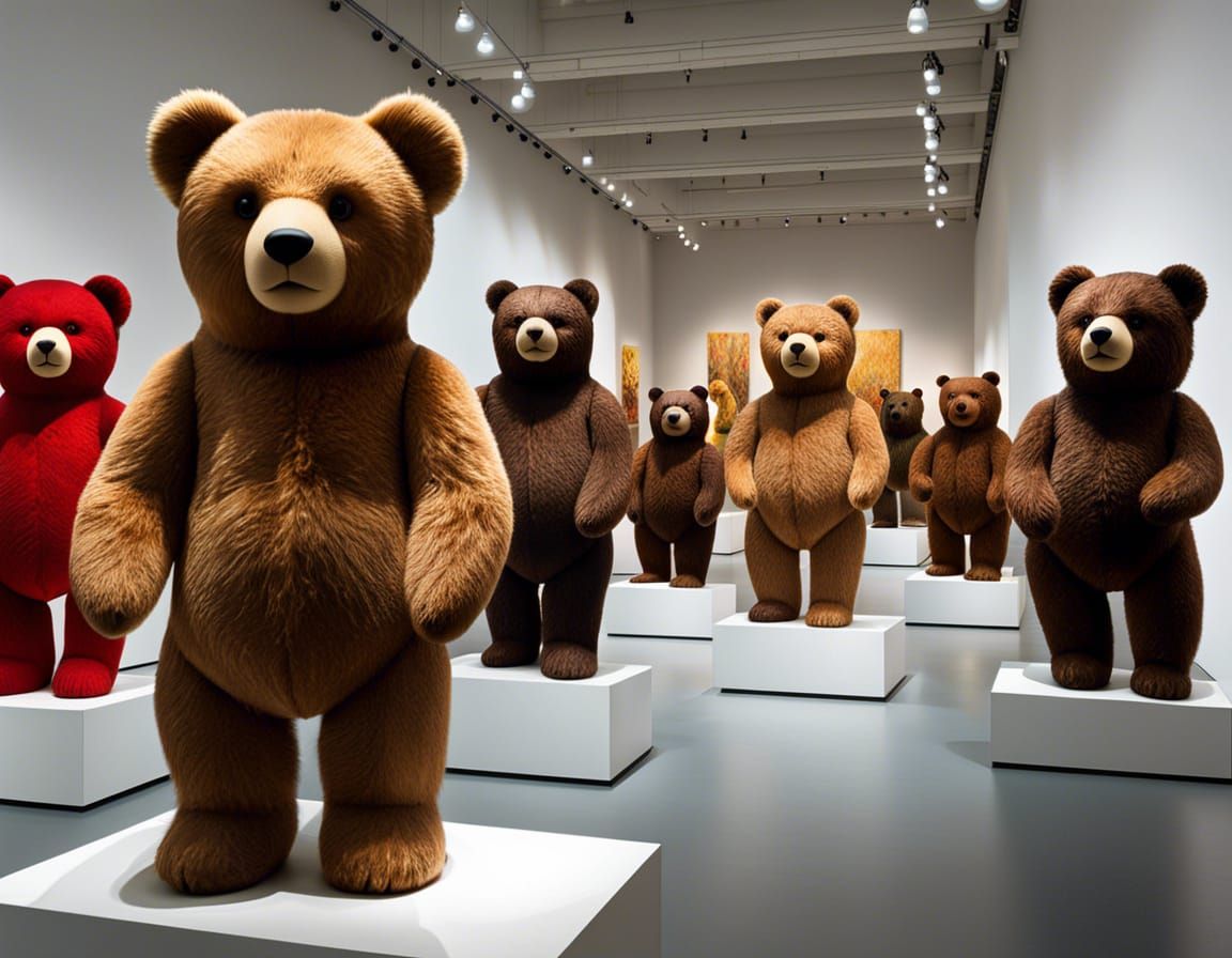 Modern art museum exposing human sized teddy bears   by @Fokje