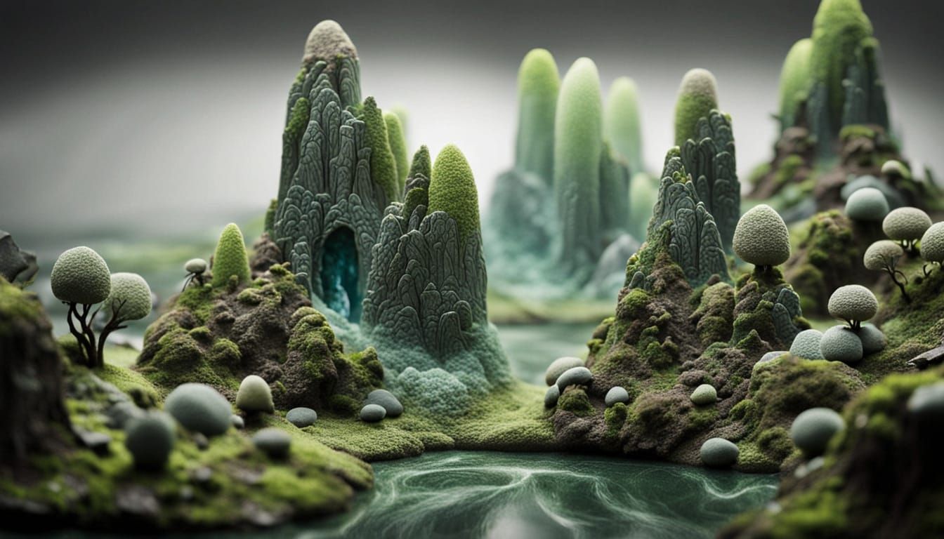 Surreal Fantasy World Unveiled in Moonlit Fog