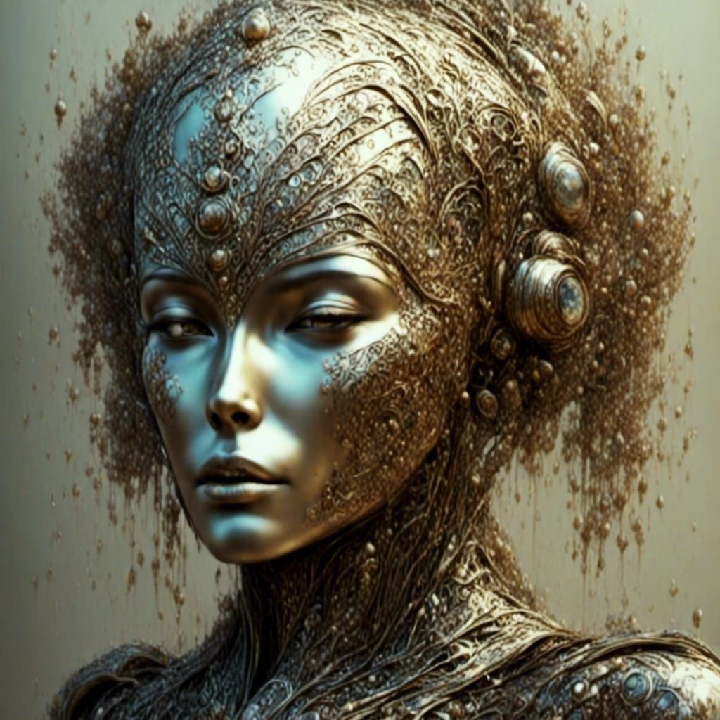 robot /cyborg decorated like a fabergé item <lora:Inconceiva...