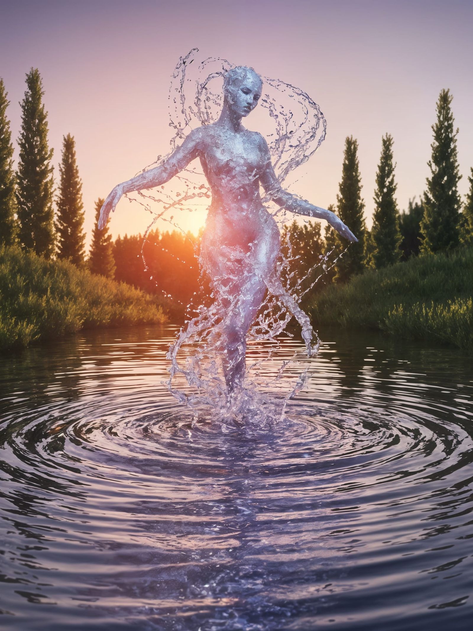 Water Elemental at Dusk  by @DismissedClaim