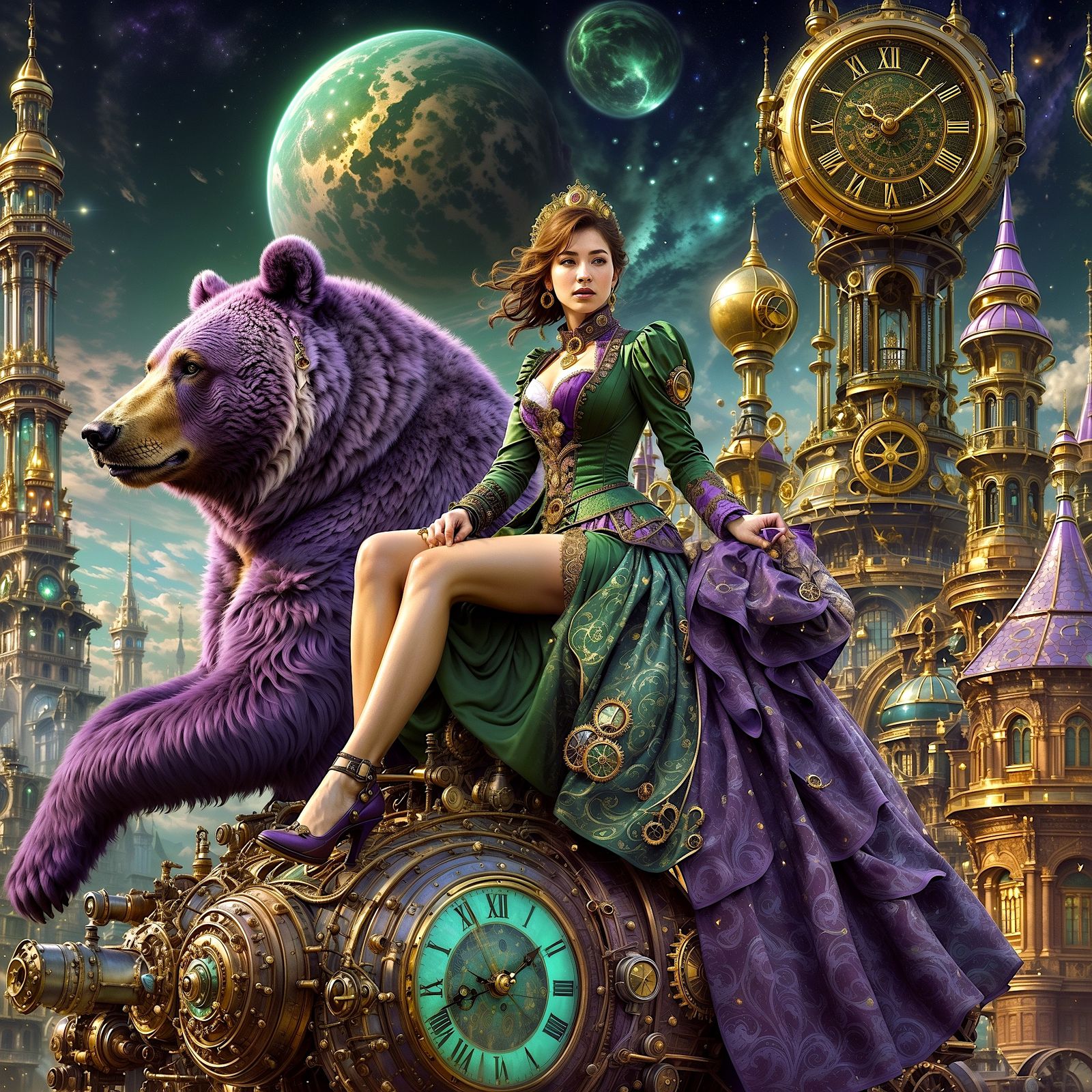 A Symphony of Time in Green, Purple and Gold - Variations #4...