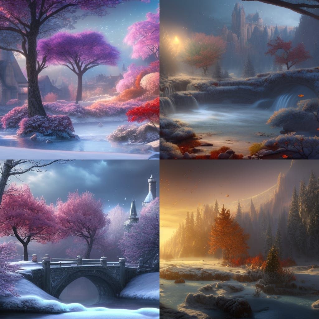 Winter ️, spring 🌸, summer 🌞, and autumn/fall 🍂 - AI Generated Artwork ...