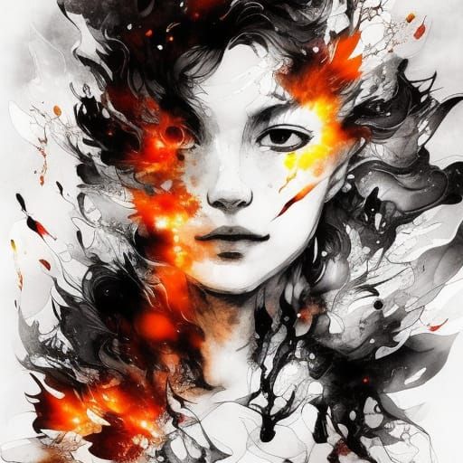 Fire inside coming out.