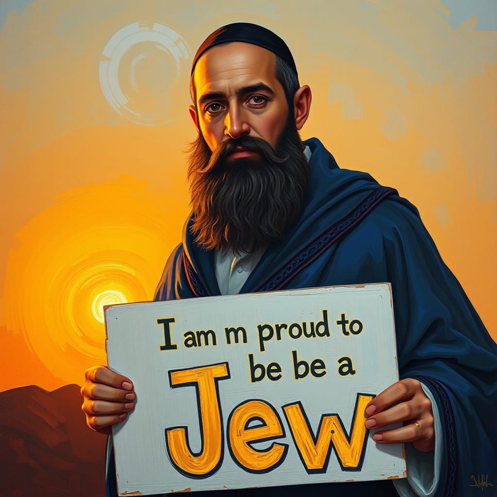Proud Jew in Traditional Robe Against Sunset