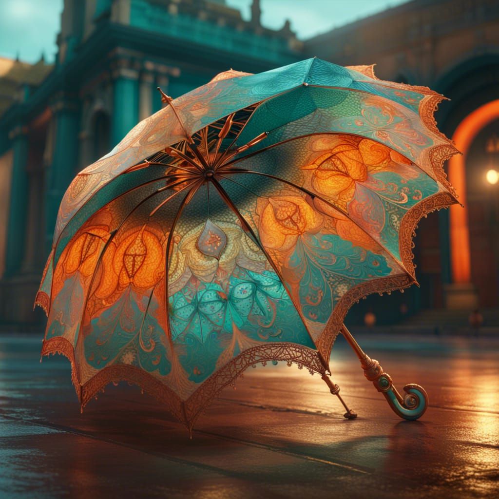 detailed Lace umbrella, 8k resolution concept art by Greg Rutkowski dynamic lighting hyperdetailed intricately ...  by @carammelcreator