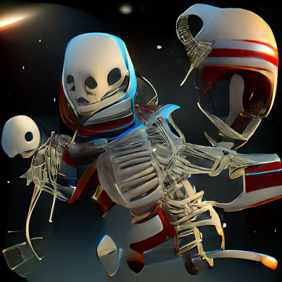 Scary skeleton astronaut in space Sketchfab