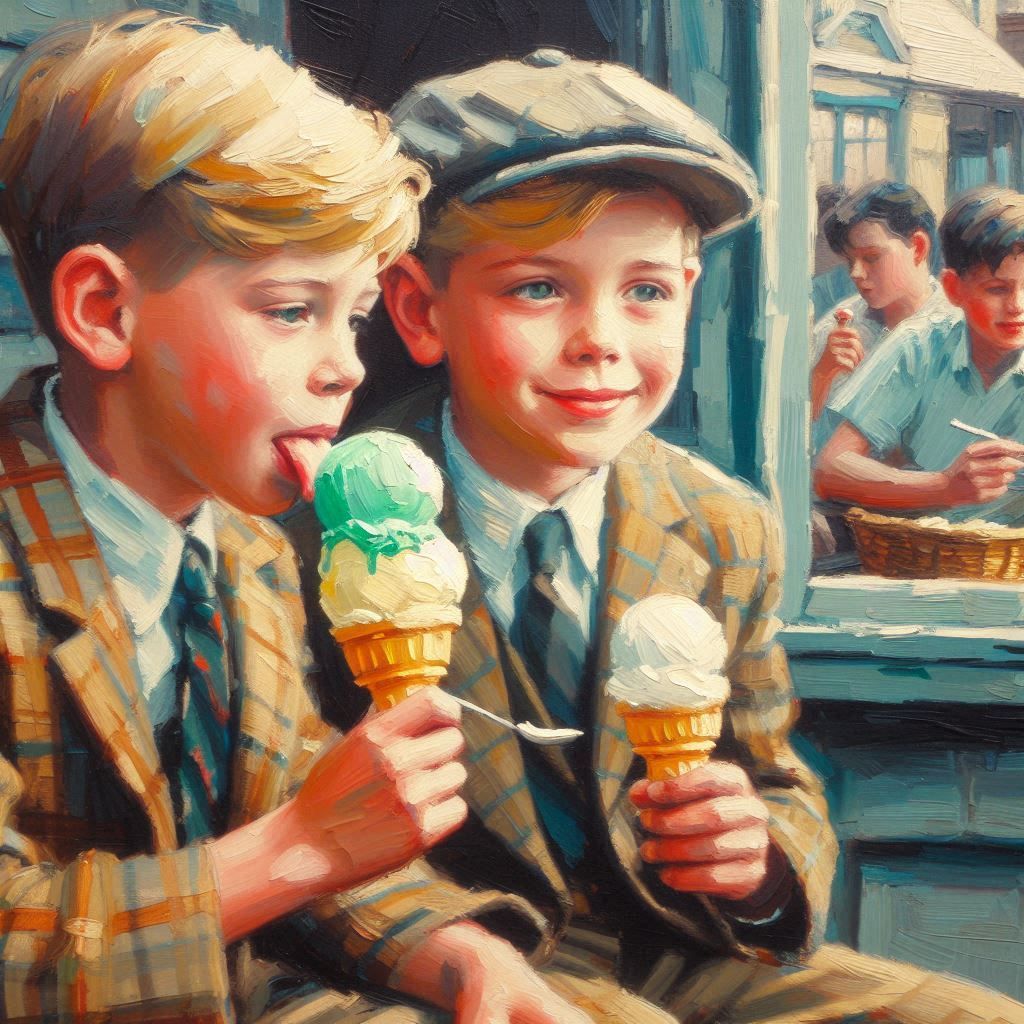 Enjoying some ice cream