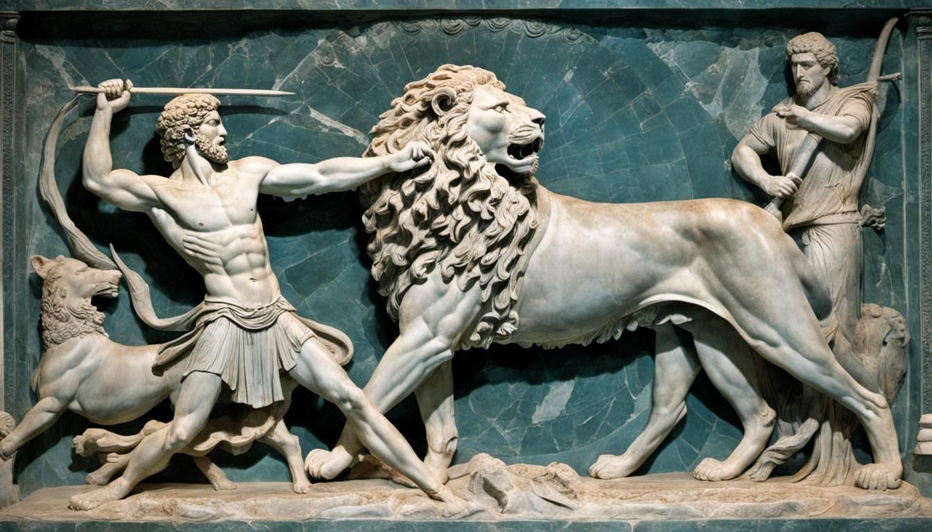 Heracles And The Nemean Lion - Ai Generated Artwork - Nightcafe Creator