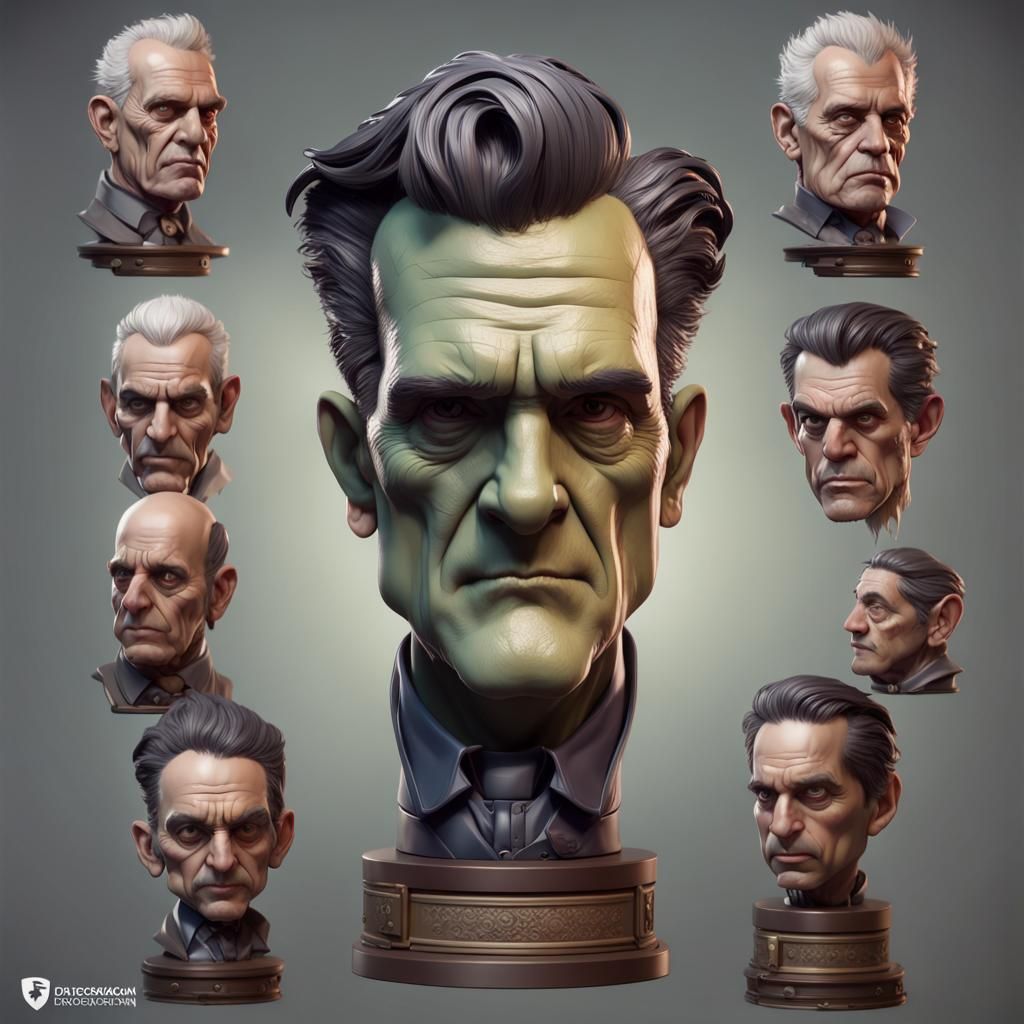 Dr. Frankenstein's collection of bobbleheads head and shoulders ...