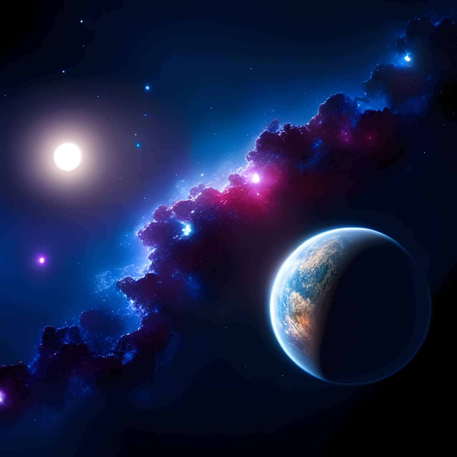 Celestial satellite imagery of planet in deep space  by @Kim