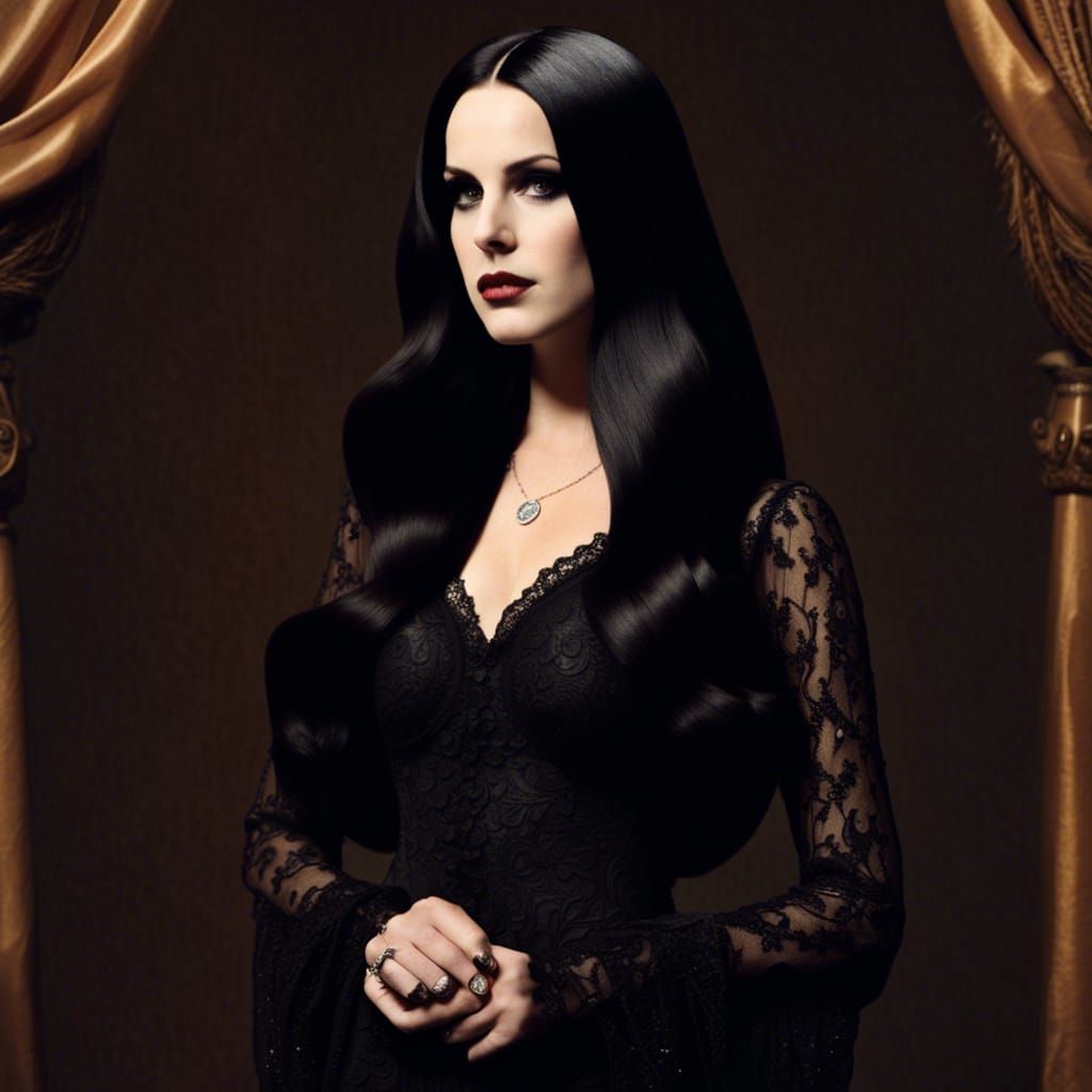 Lana Del Rey dressed like Morticia Addams - AI Generated Artwork ...