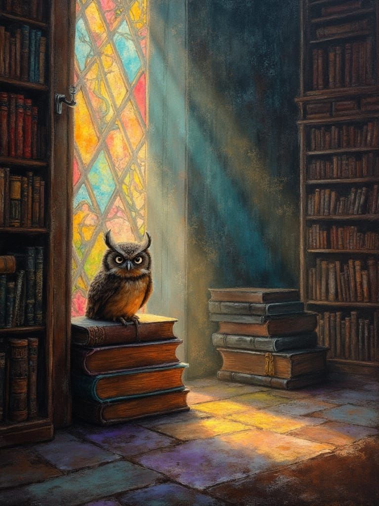 The Library Owl  by @Purple_Cat