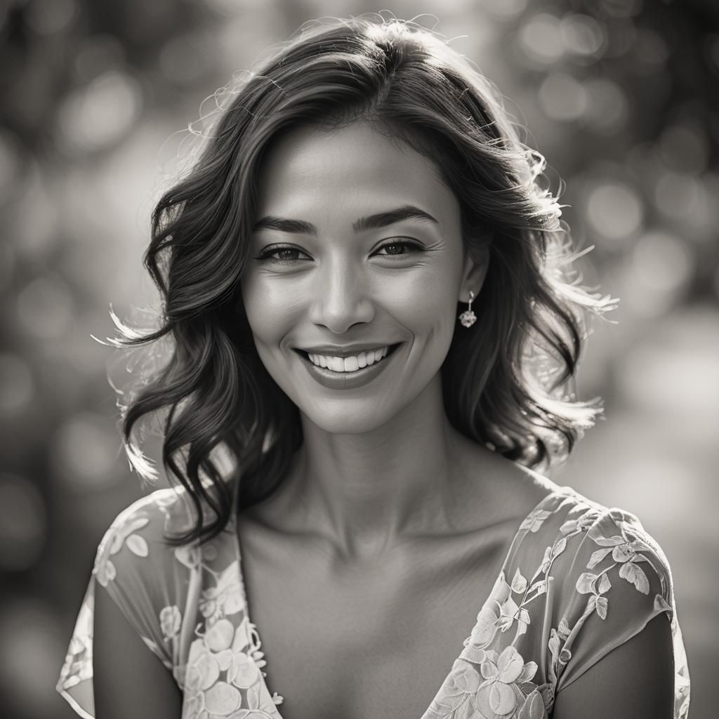 Portrait of a stunning young woman B/W