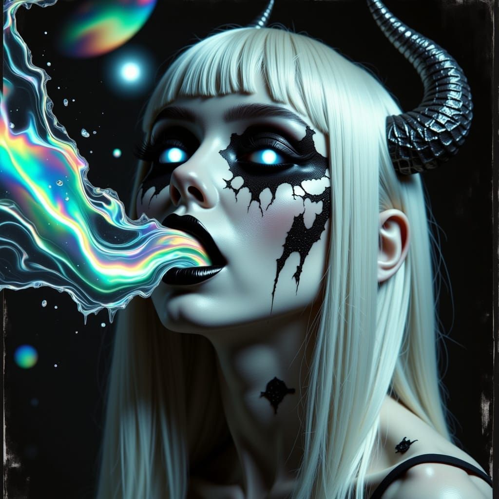 Glamorous Otherworldly Figure in Fractured Light