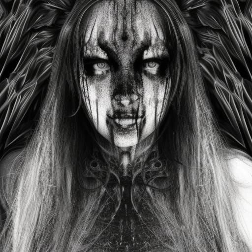 Black Metal Mary Full Body Portrait brutalism beautiful fant...