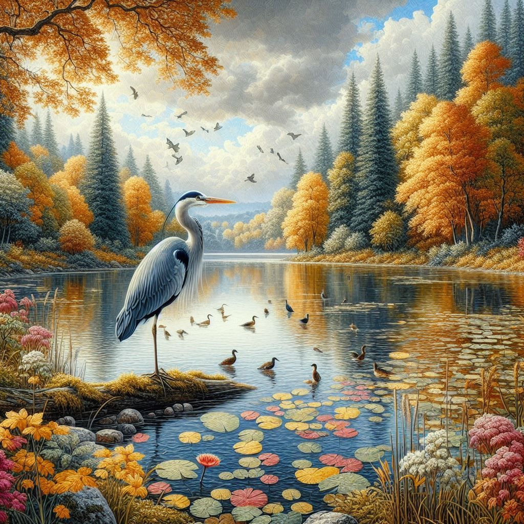 Heron in the lake  by @Artless