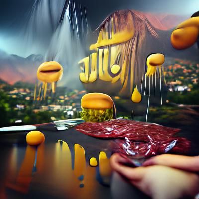 juicy dripping cheeseburger matte painting
