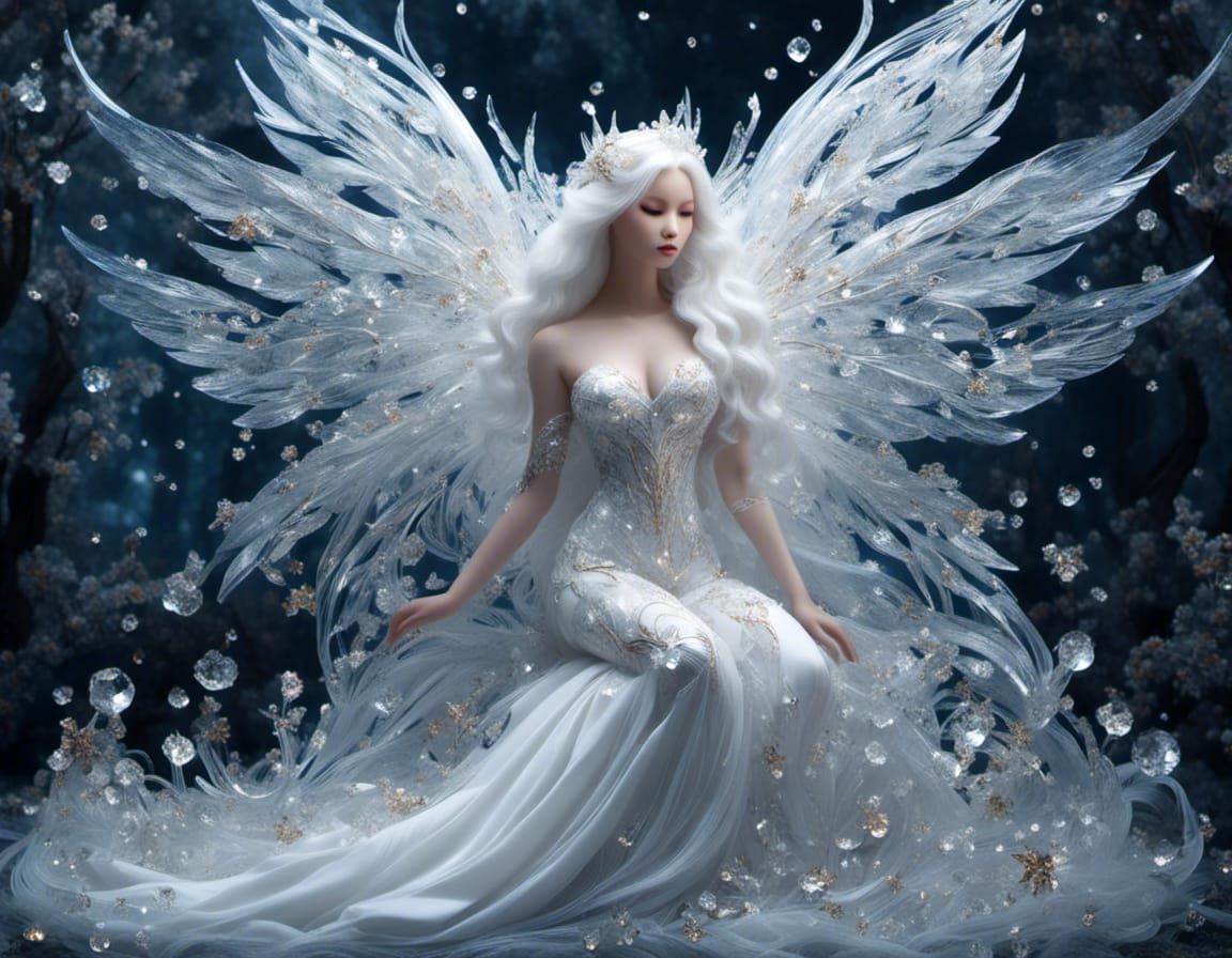 Beautiful Chrystal fairy ::chystallized long wings::long whi...