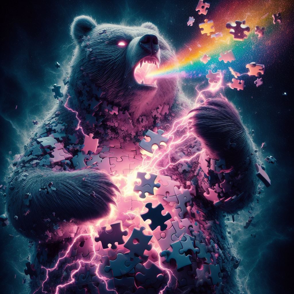 Electric Rainbow Puzzle Bear