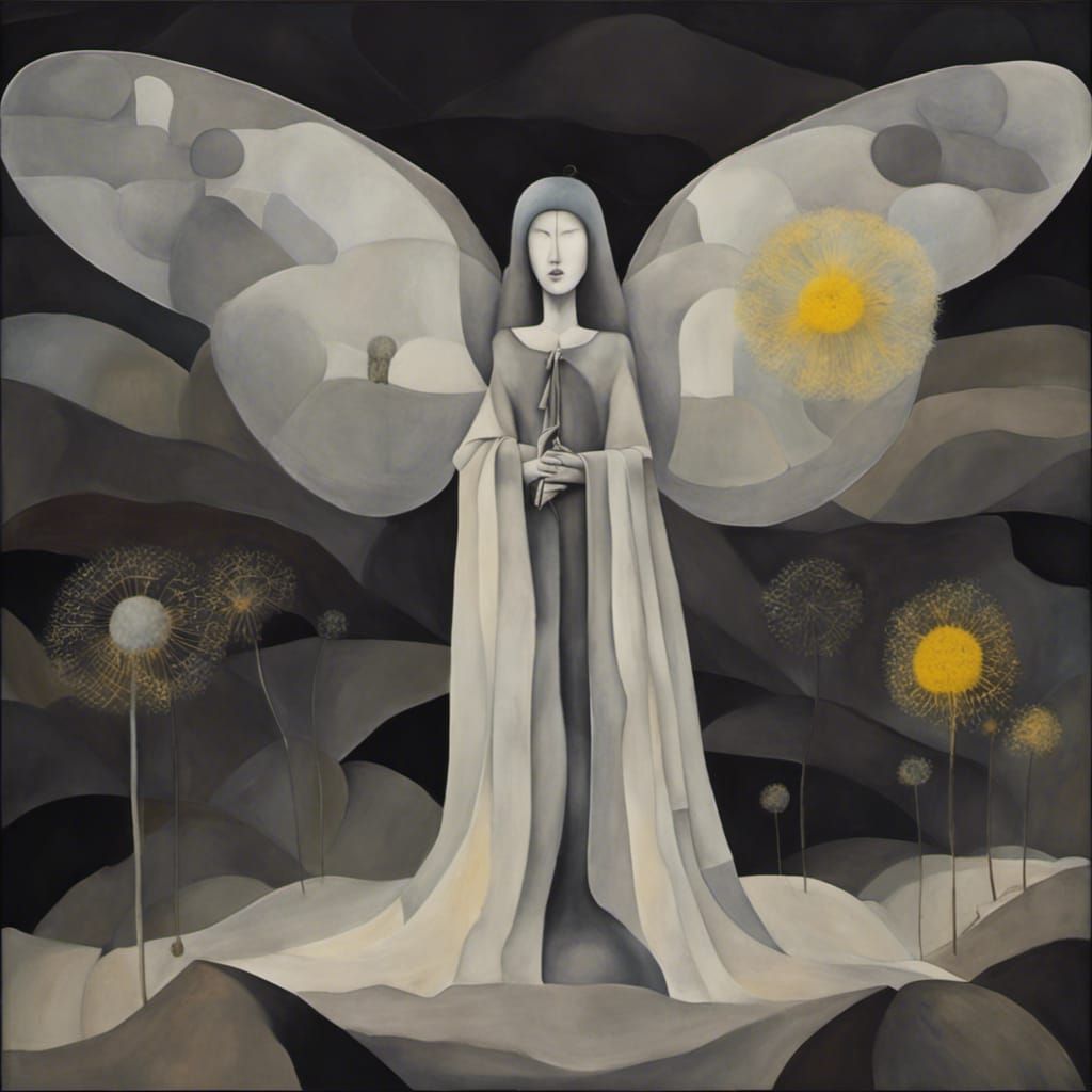 Winged Angels in a Million Dandelion dreamscape, making wish...