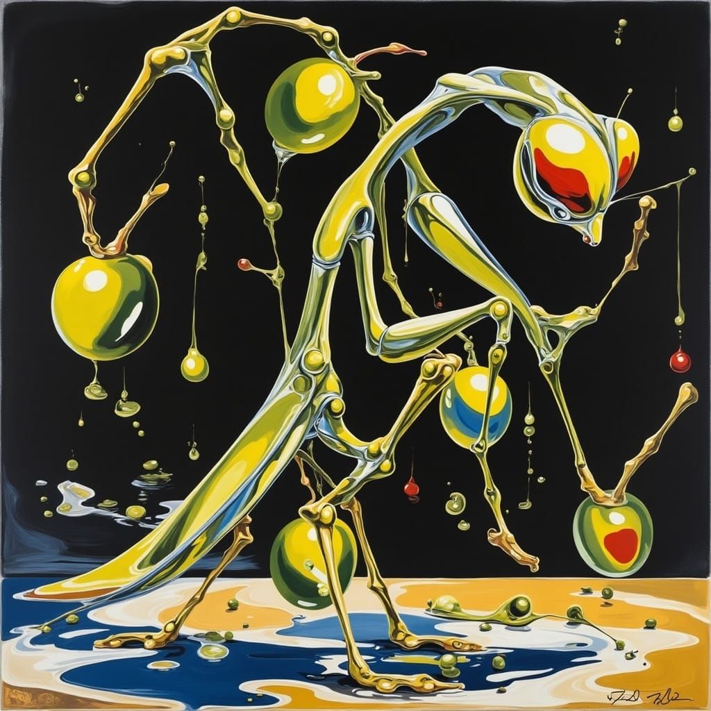 <lora:OLIVE OIL:1.0> Praying mantis