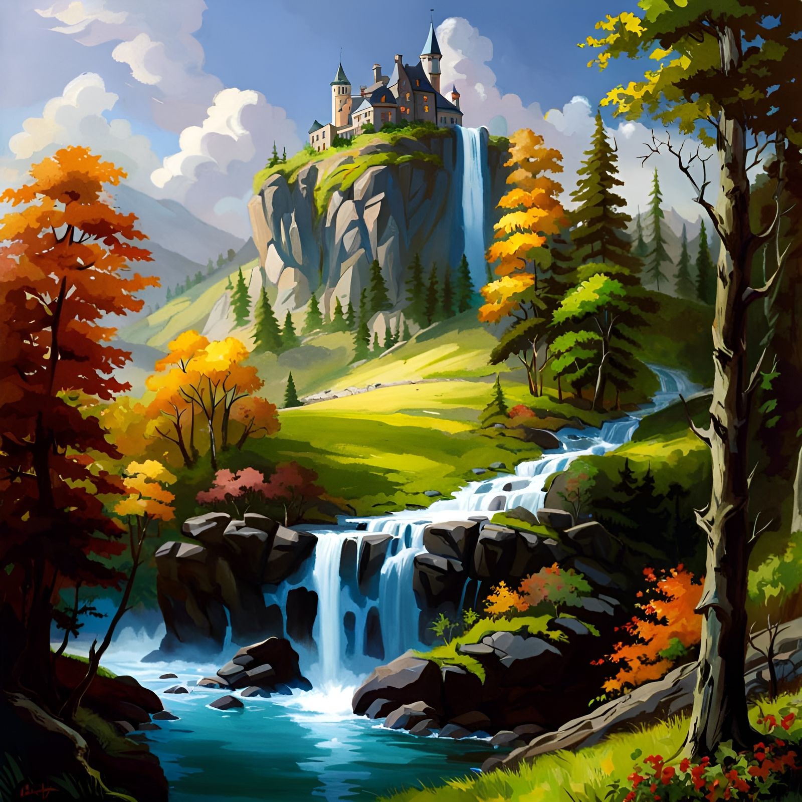 Castle upon a Hill - AI Generated Artwork - NightCafe Creator