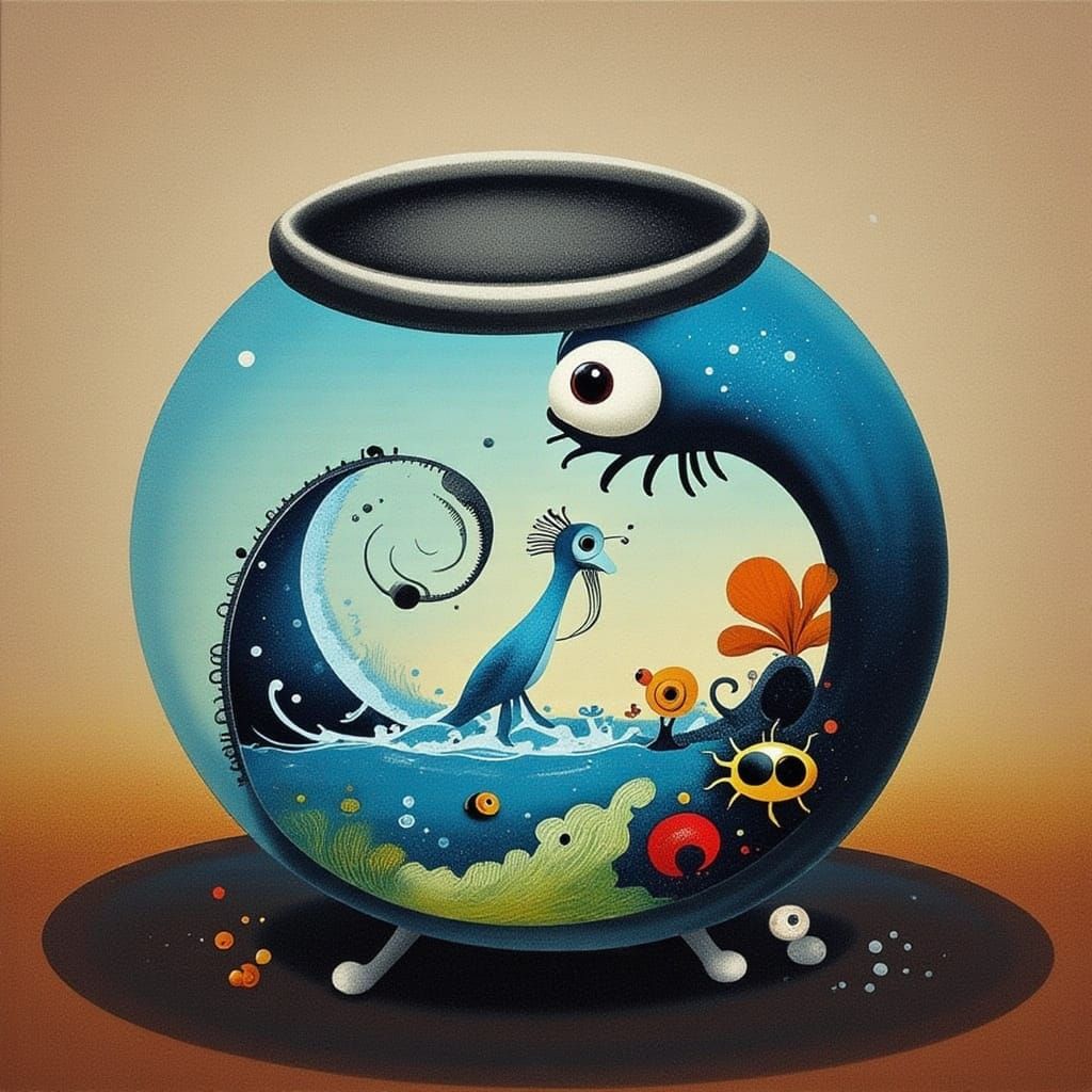 <lora:CICADA SONG:1.0> <lora:AQUA MIRO:1.0> Fishbowl city