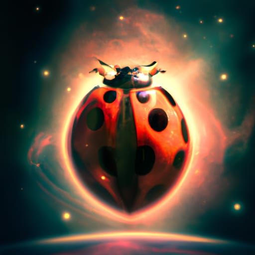 ladybug flying over universe