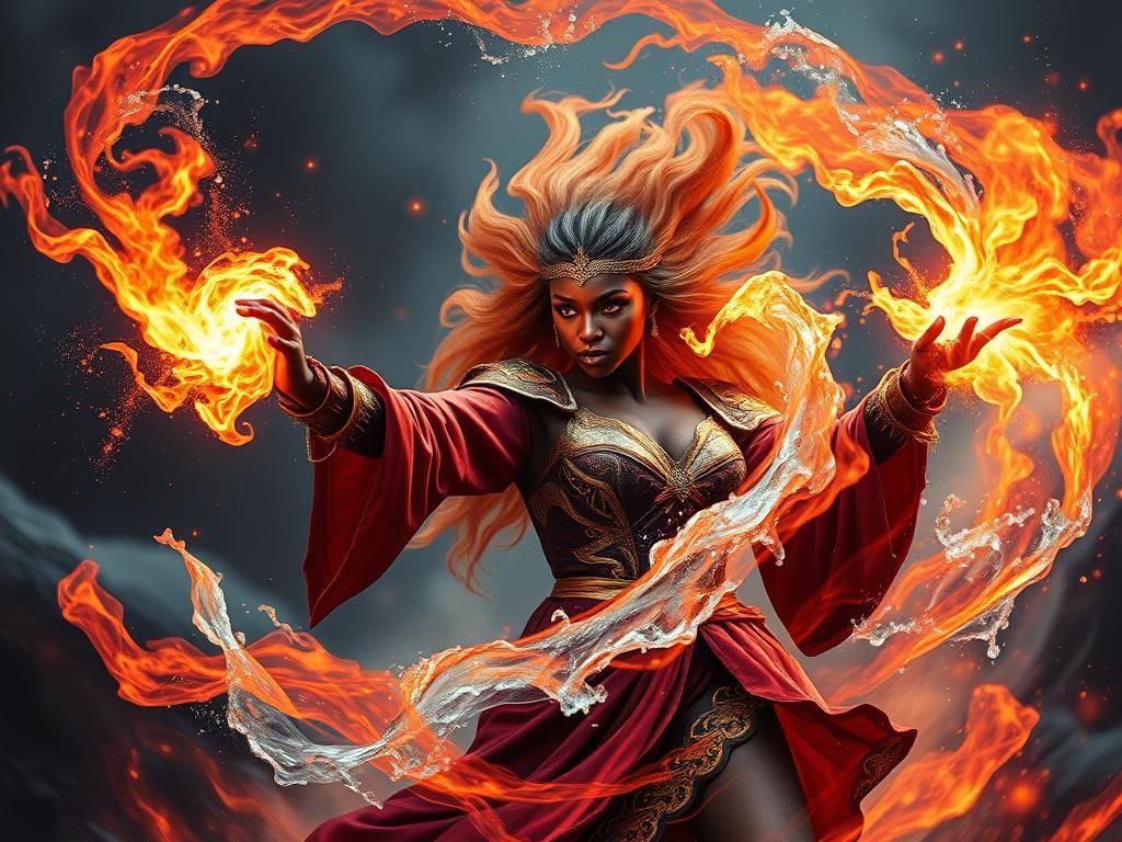Alanathera - Human Fire Sorceress from the Elkili Mountains  by @FrancesFantasy