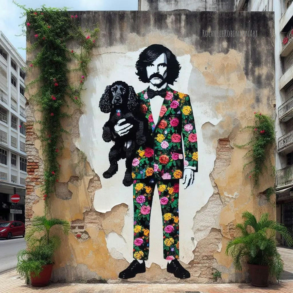 A Man And His Dog - Street Art