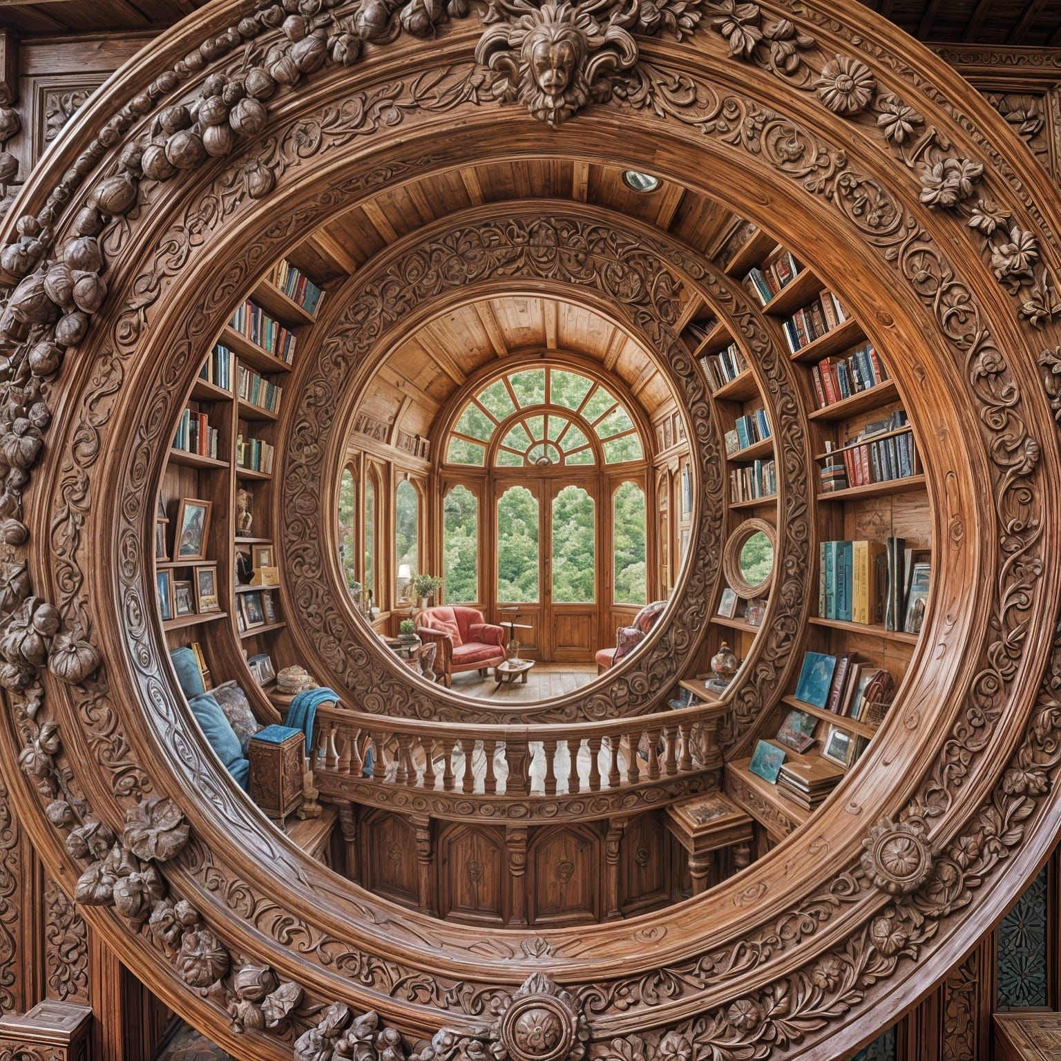 Little carved library   by @RedPixie