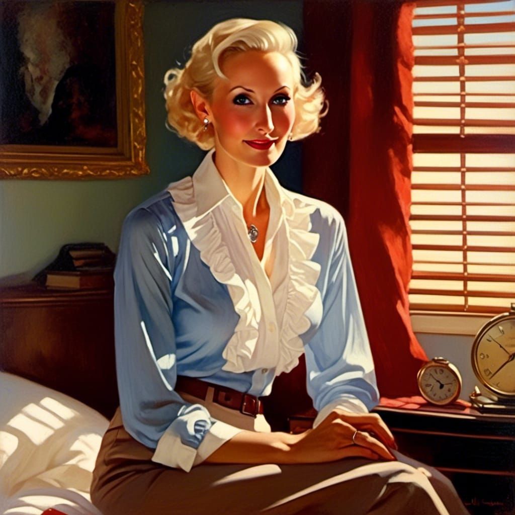 style of intricately detailed oil painting by Gil Elvgren and Jack ...