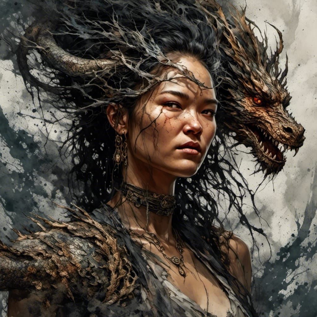 Lin Mei and her dragon were a scourge to the villages  by @Tasehane