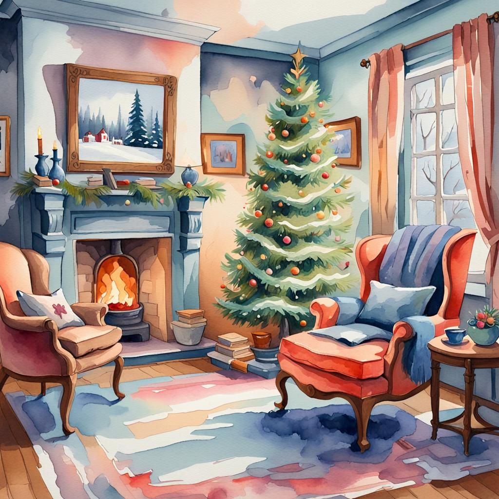 Postcard Showing A Cozy Sitting Room Decorations Tree Winter Chairs   VUo1gcTbQqTkvIiBW6kR  1  Pmezi 