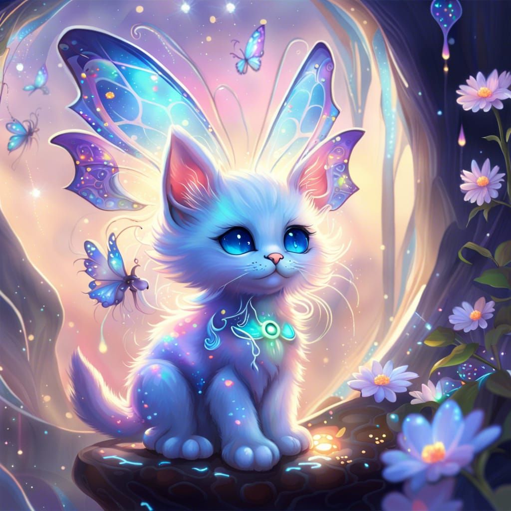 Blueberry Fairy Cat - AI Generated Artwork - NightCafe Creator